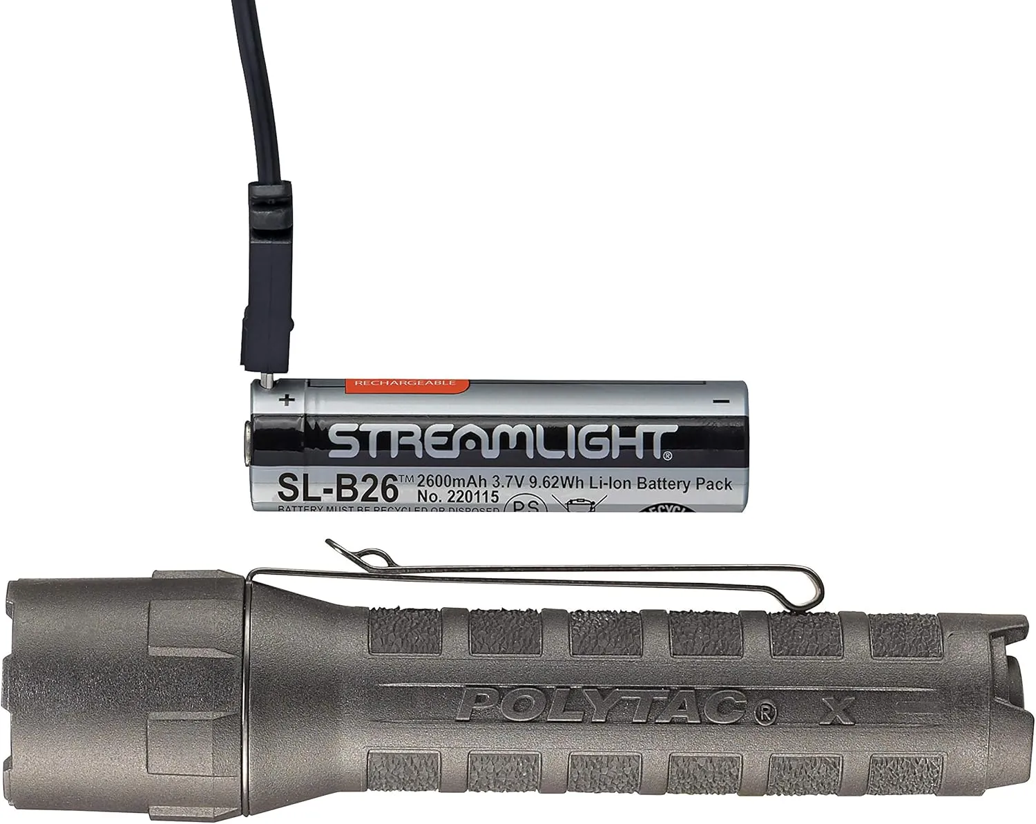 Streamlight 88613 PolyTac X USB 600-Lumen Multi-Fuel Professional Tactical Flashlight, Box, Black