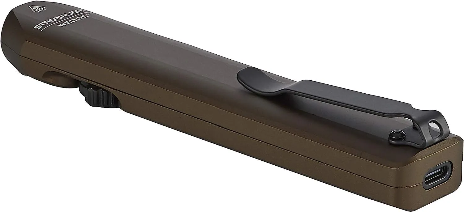 Streamlight 88811 Wedge 300-Lumen Slim Everyday Carry Flashlight, Includes USB-C Cable and Lanyard, Coyote