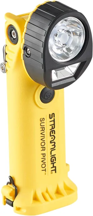 Streamlight 91814 Survivor Pivot USB 325-Lumen Right Angle Articulating Dual Beam Rechargeable Flashlight with Clip, Yellow