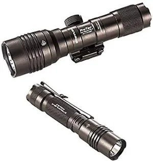 Streamlight Pro Tac Rail Mount HL-X, 1,000 Lumen Professional Tactical Flashlight with High/Low/Strobe Dual Fuel and ProTac 2L-X 500 lm Professional Tactical Flashlight, Black