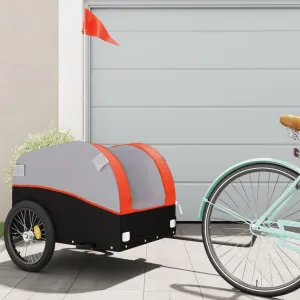 Sturdy Bike Trailer for Easy Transport of Goods, High Load Capacity, Compact Design, Black and Orange
