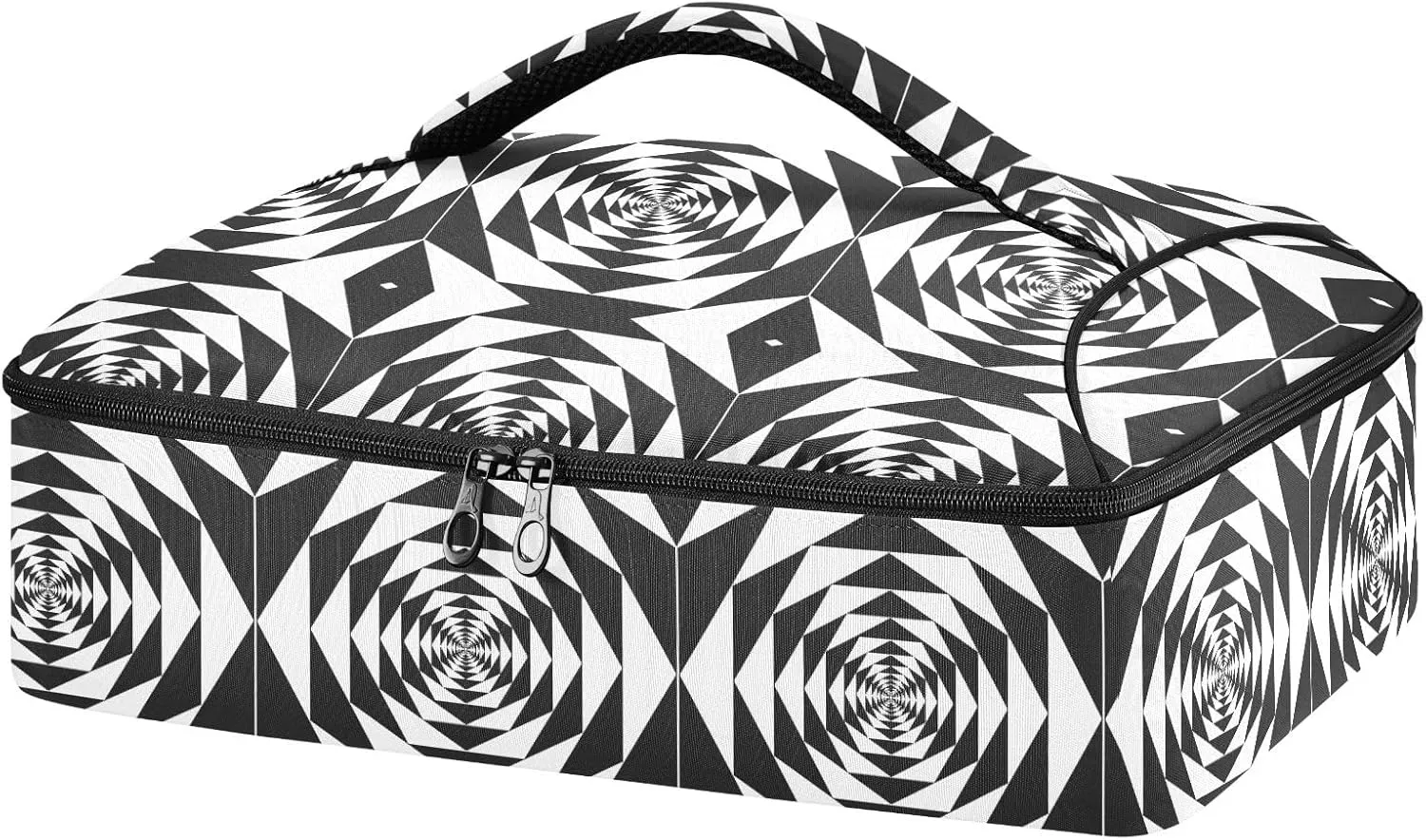 SUABO Hexagonal Infinity Pattern Casserole Carrier For Hot or Cold Food, Insulated Casserole Dish Carrier Bag with Lid, Food Carrier For Travel Party Picnic Tote Bag