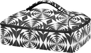 SUABO Hexagonal Infinity Pattern Casserole Carrier For Hot or Cold Food, Insulated Casserole Dish Carrier Bag with Lid, Food Carrier For Travel Party Picnic Tote Bag