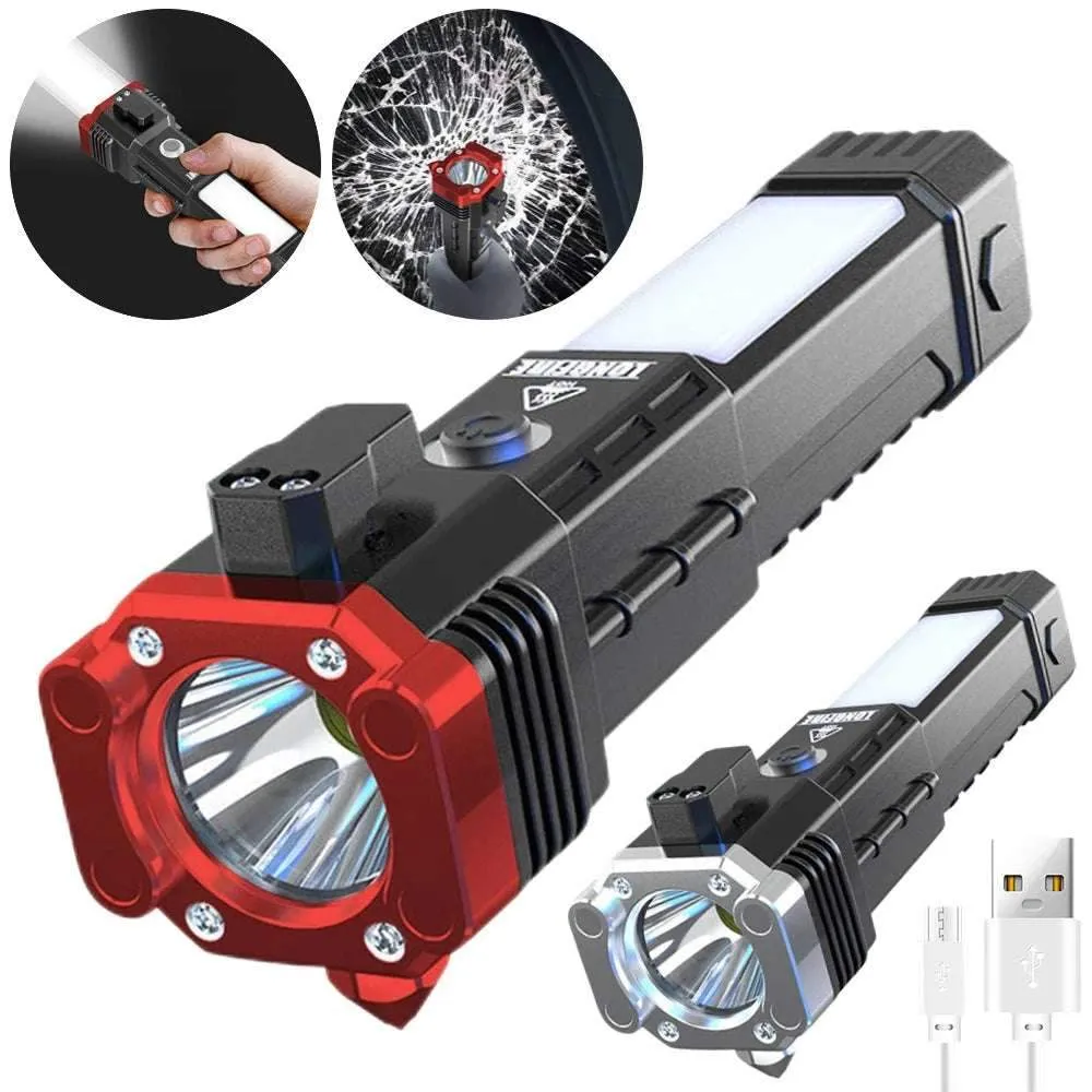 Super Bright LED Flashlight with Safety Hammer