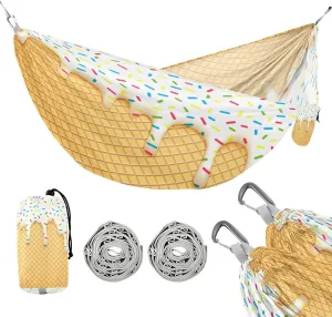 susiyo Portable Camping Hammock Abstract Ice Cream Printed Lightweight Hammock Comfortable Travel Swing with Tree Straps for Camping Hiking Backpacking Travel or Beach - Up to 330lbs