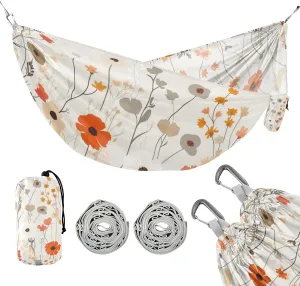 susiyo Portable Camping Hammock Beautiful Floral Printed Lightweight Hammock Comfortable Travel Swing with Tree Straps for Camping Hiking Backpacking Travel or Beach - Up to 330lbs