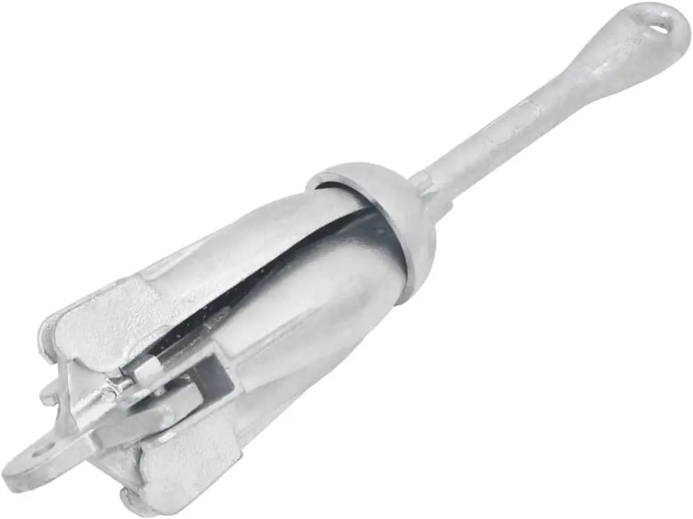 SVRCK Folding Anchor Hot Dip Cast Iron 4-Claw Design for Small Boats, Compact and Portable, Silver
