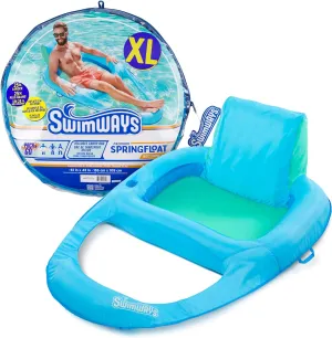 SwimWays Spring Float Premium Recliner Pool Lounger with Hyper-Flate Valve, Inflatable Pool Float