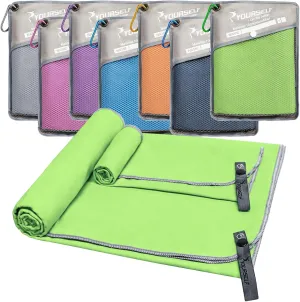 SYOURSELF 2 Pack Microfiber Camping Towel, Quick Dry Towel, Soft Absorbent Compact Travel Gym Workout Sweat Towel for Beach Yoga Swim Travel Camping Hiking Backpack Essentials (XL:72"x32" 12"x24")