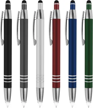 SyPen 3 in 1 Multi-Function Soft Touch Pen with Light for Pilots, Nurses, Doctors Etc .Lighted Tip Pen LED Night Writer Flashlight Stylus for Touchscreen Devices Ballpoint Pen, Multi-Color, Pack of 6