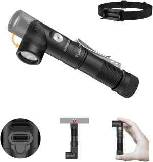 T21X AA Flashlight,1400 High Lumen EDC Pocket 90 Degree Flashlight with Magnet,USB C Rechargeable Mini Flashlight with Clip, Running, Camping, Emergencies