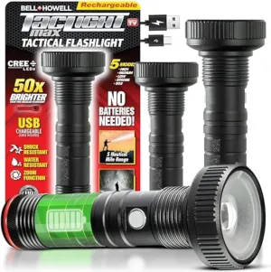 TacLight Max 3 Pk Rechargeable Flashlights High Lumens, LED Tactical Flashlight for Emergency and Camping, High Powered Bright Flash Light, Waterproof, Zoom Function