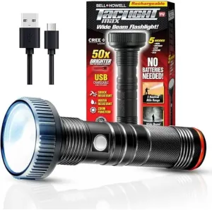 Taclight Max Tac Flashlight 5 Modes Tactical Rechargeable Flashlight 0.6lb, Ultra Bright and ZOOMABLE