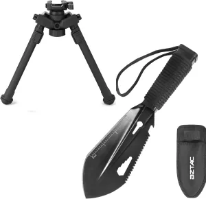 Tactical Durable Sturdy Portable Bipod with Tactical Mini Hand Shovel Small Camping Shovel Portable Backpacking Trowel