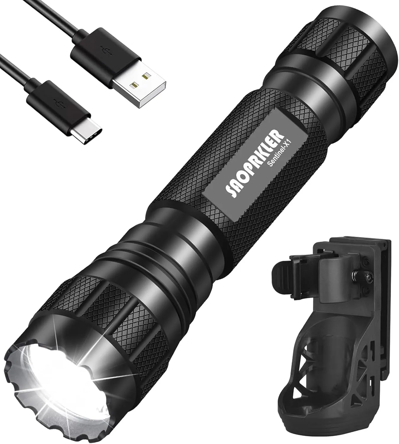 Tactical Flashlights High Lumen-Police 1200 LM Flashlight with Holster for Duty Belt,Single Mode LED Flashlight for Camping/Law Enforcement-Sentinel-X1