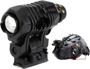 Tactical High Profile Helmet Flashlight with 20mm Picatinny Rail Mount, Mini LED Light with Ring Mount Holder Compatible with Fast IBH MICH2000
