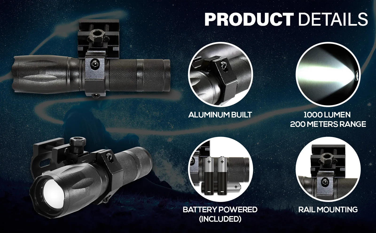 Tactical shotgun flashlight for Charles Daly 601 Model Action Model accessories picatinny.