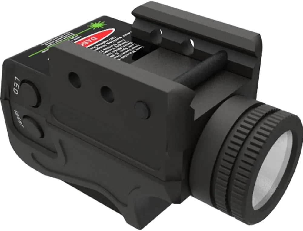 Tactical Sub Compact Rail Mount Laser Sight with High Lumen Flashlight Light Integrated Combo, Built-in USB Magnetic Touch Rechargeable Battery Accessory