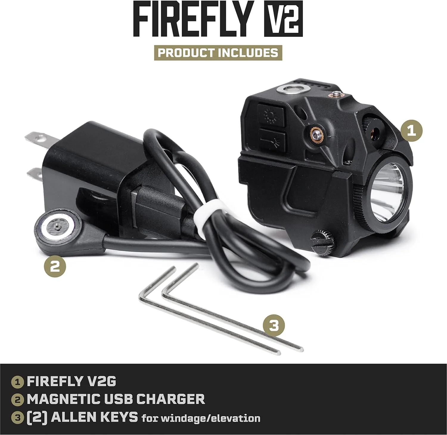 Tacticon Firefly V2 Flashlight Laser Sight | Strobe Function | Combat Veteran Owned Company | Pistols | Rifles | 220 Lumens | Magnetic Charging for Handgun Pistol Hand Gun | Gun Light