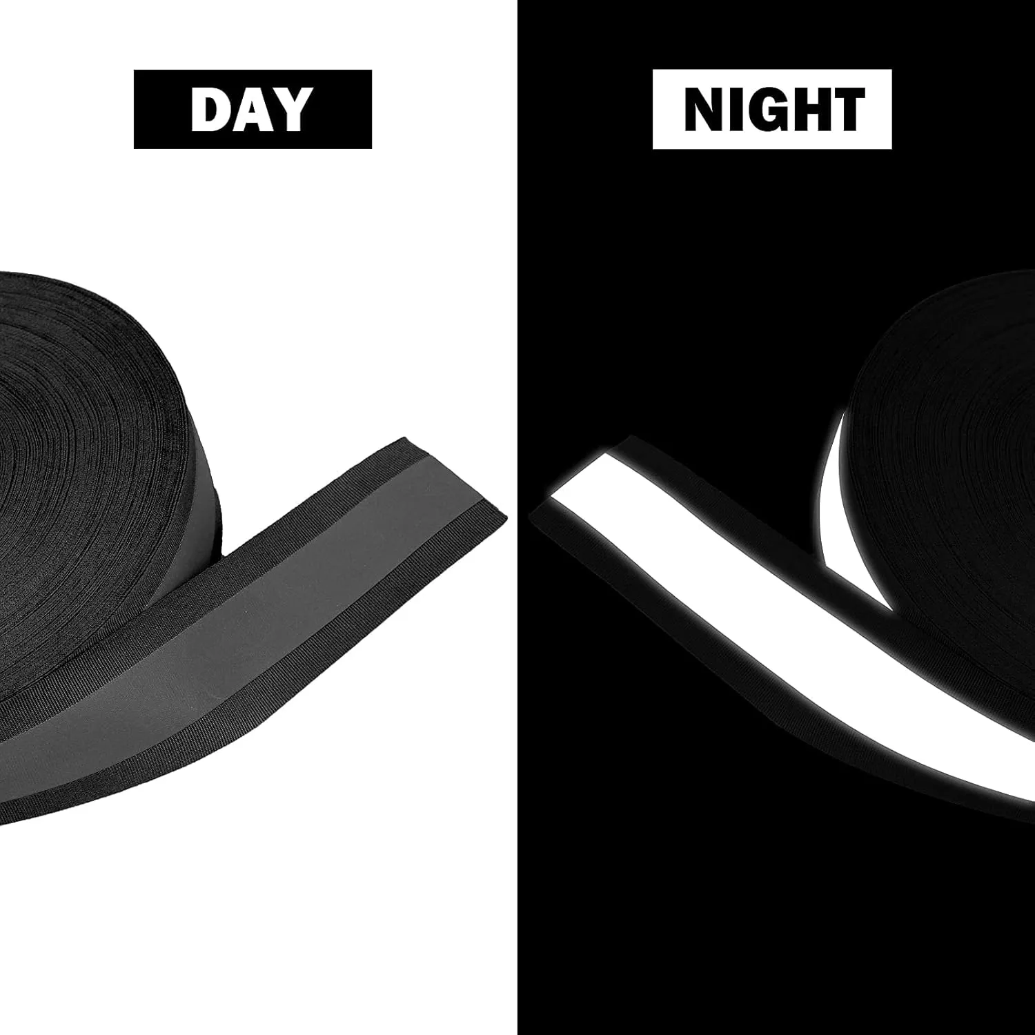 TCCFCCT 2'' x 66ft Sew on Reflective Fabric Tape for Clothing, High Visibility Reflective Strips for Clothing, School Bags and Raincoats, 2cm Reflective Width, Black
