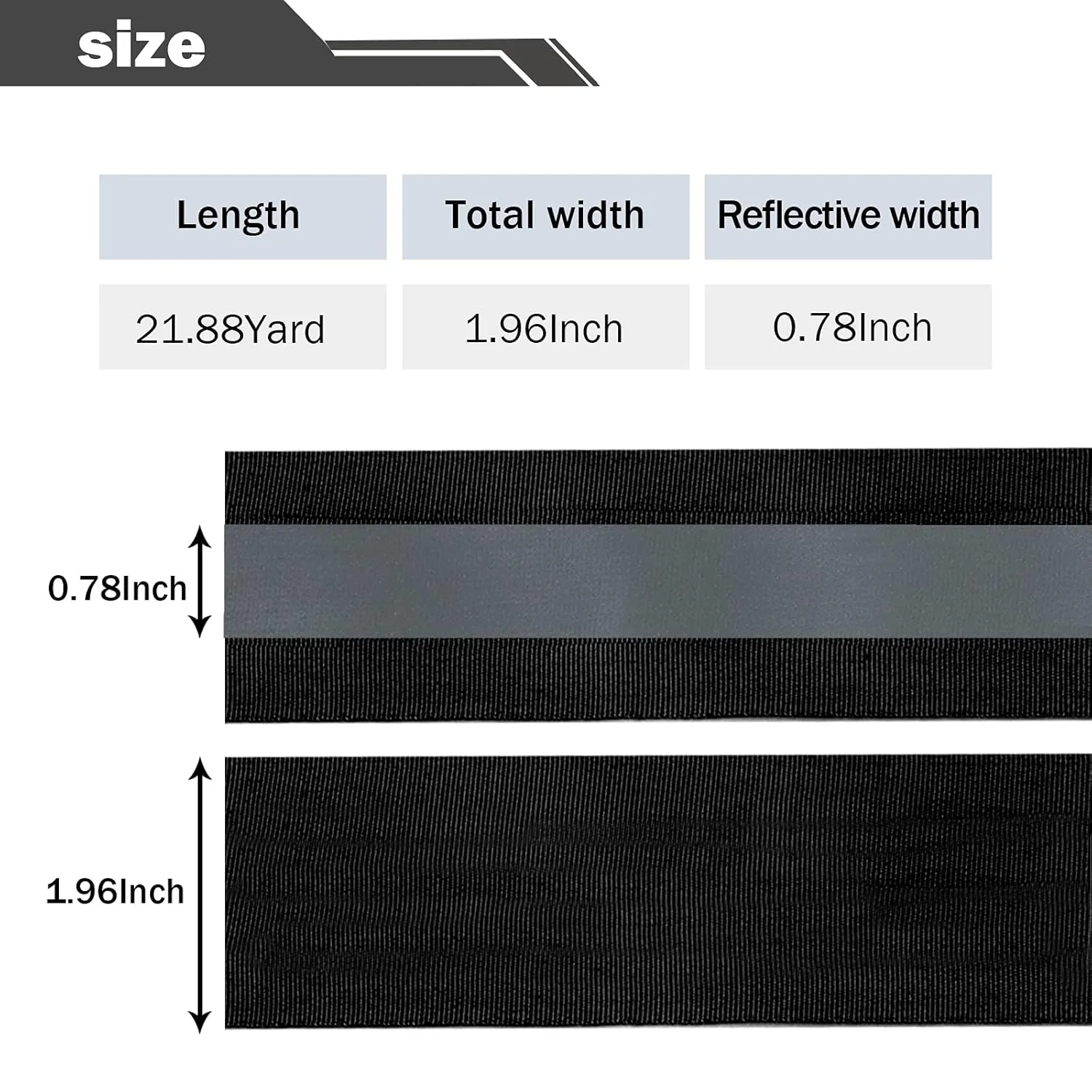 TCCFCCT 2'' x 66ft Sew on Reflective Fabric Tape for Clothing, High Visibility Reflective Strips for Clothing, School Bags and Raincoats, 2cm Reflective Width, Black