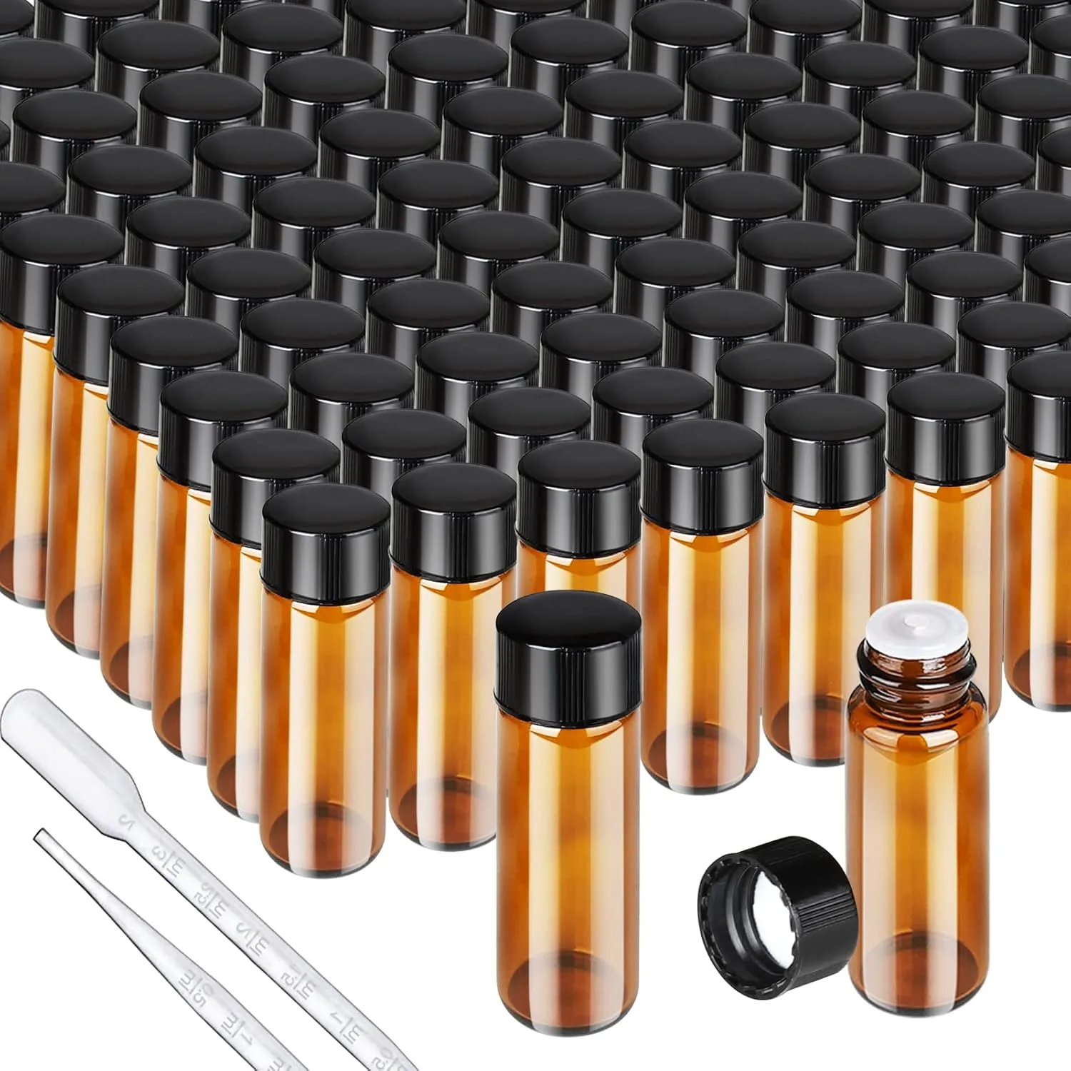 Teenitor 100pcs Essential Oil Bottles, 5ml Essential Oil Bottles Empty Glass Anointing Oil Bottles, Small 5ml Oil Vial, Sample Bottles for Essential Oil
