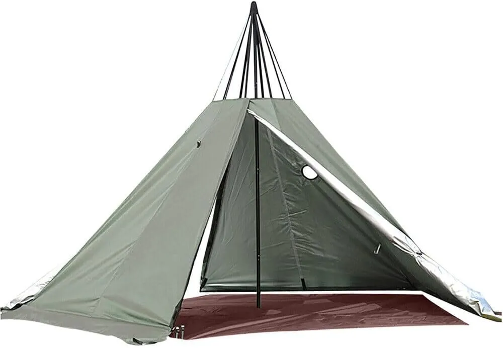 Teepee Tent for Adults Outdoor Camping, Outdoor Camping Tent Teepee Tent 4 Season 2 Doors Hike Reathable Waterproof Tent, for Family Camp, Hiking, Hunting Outdoor Mountaineering Travel