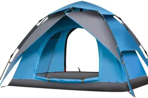 Tent-4-Person-Camping-Tents, Waterproof Windproof Family Tent, 3 Large Mesh Windows, Double Layer, Easy Set Up, Portable with Carry Bag