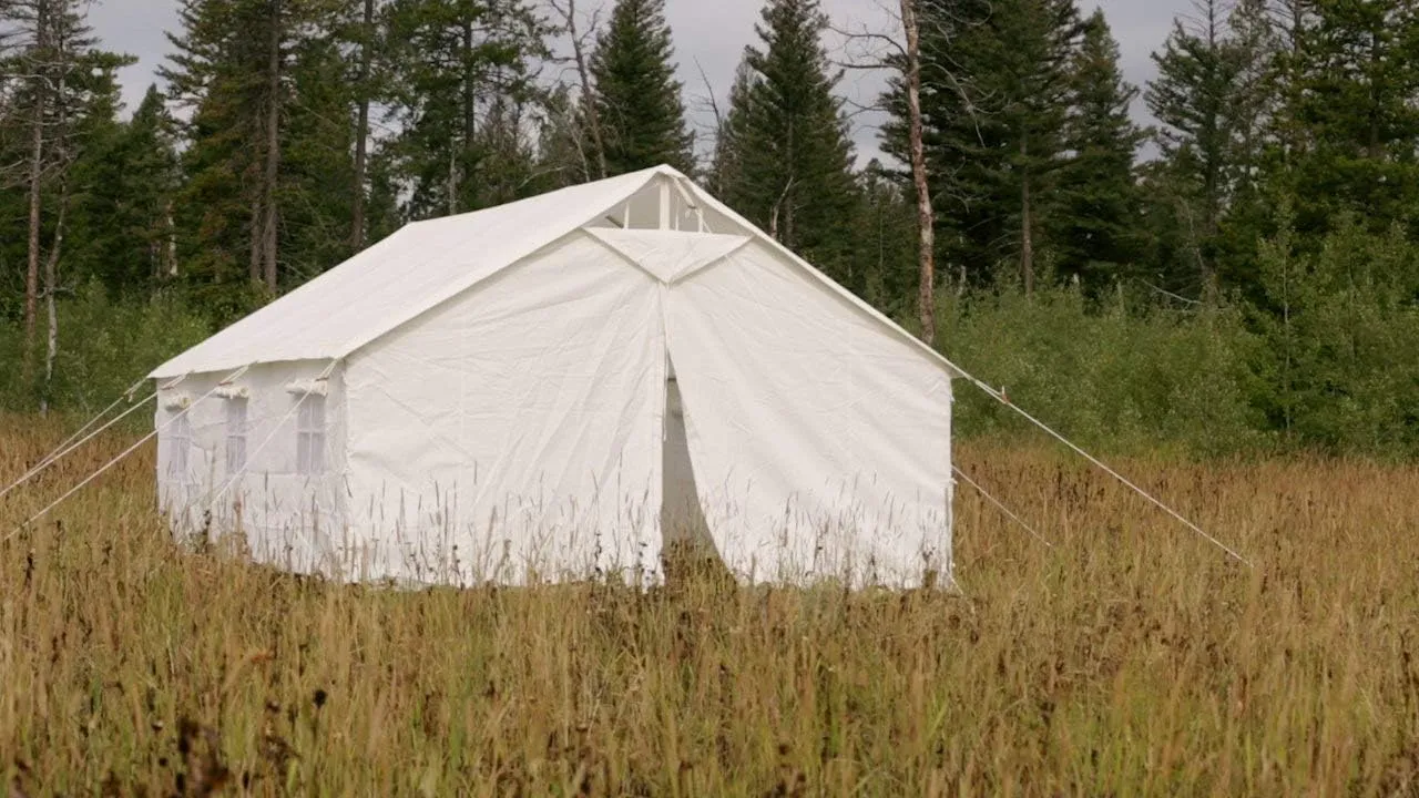 Tents Outdoor Large Canvas Waterproof Wall Tent and Angle Kit with Screened Windows and Stove Pip Jack, Best for Family Camping and Hunting Trip