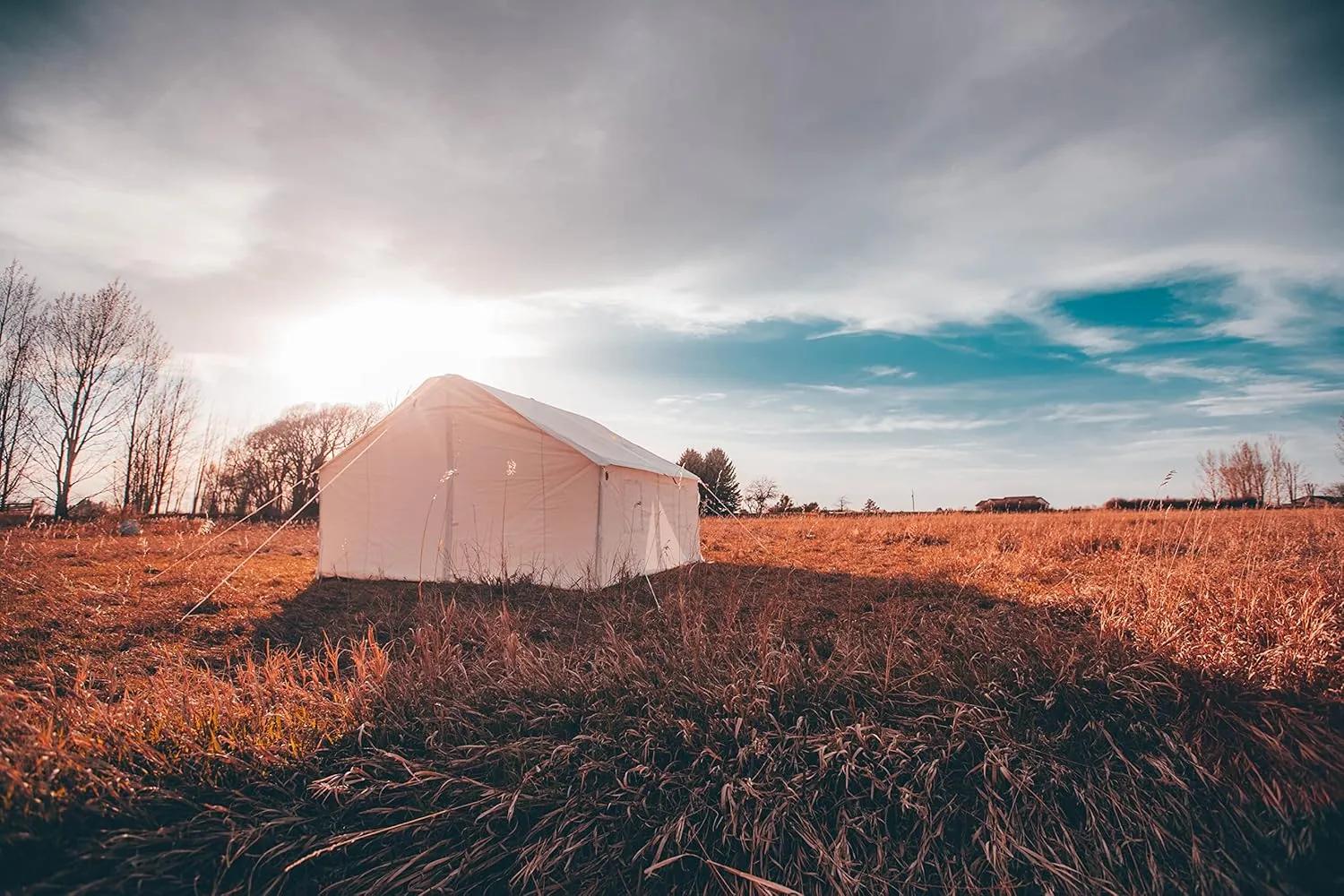 Tents Outdoor Large Canvas Waterproof Wall Tent and Angle Kit with Screened Windows and Stove Pip Jack, Best for Family Camping and Hunting Trip
