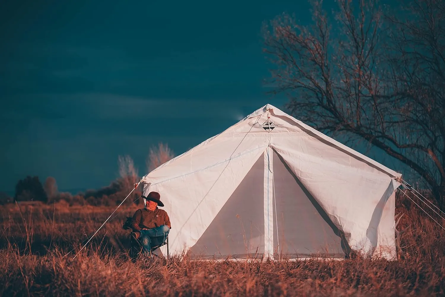 Tents Outdoor Large Canvas Waterproof Wall Tent and Angle Kit with Screened Windows and Stove Pip Jack, Best for Family Camping and Hunting Trip