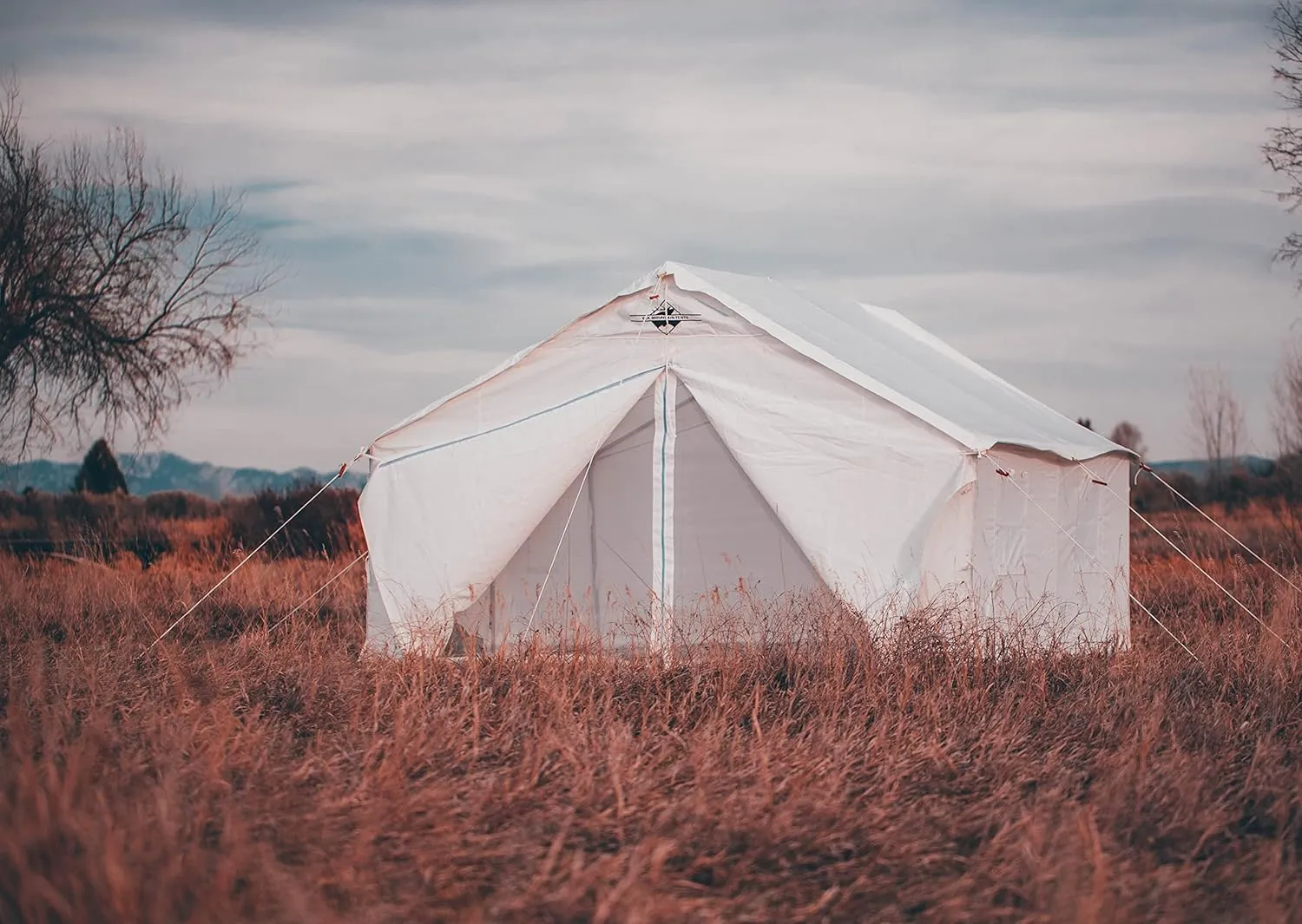 Tents Outdoor Large Canvas Waterproof Wall Tent and Angle Kit with Screened Windows and Stove Pip Jack, Best for Family Camping and Hunting Trip