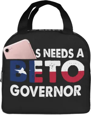 Texas Needs A Beto Governor Reusable Portable Foil Thickened Insulated Bento Bag For Both Men And Women