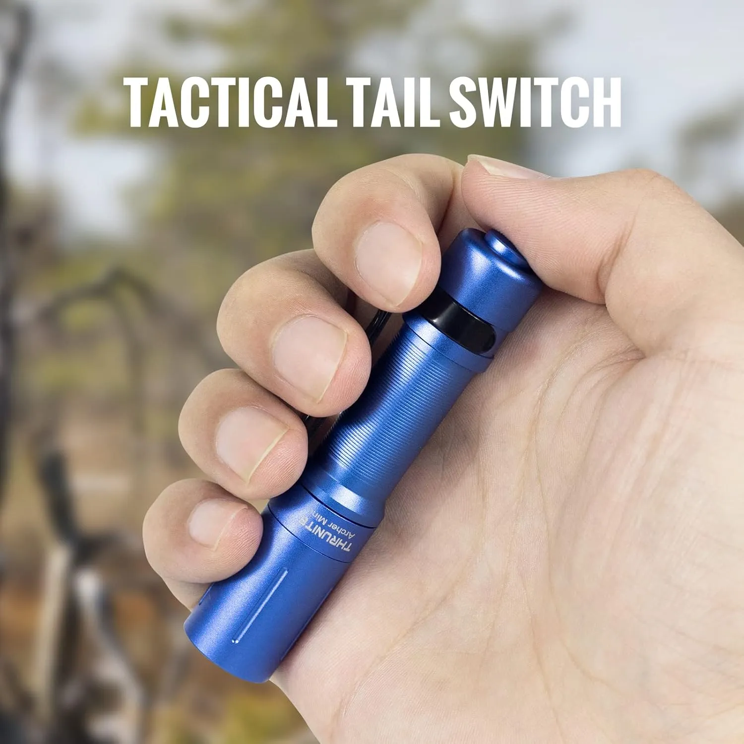 ThruNite EDC Flashlight Archer Mini, 405 Lumens Tail Switch LED Flashlight, USB C Rechargeable Little Pocket Penlight for Camping, Outdoor, and Emergency - Blue Cool White