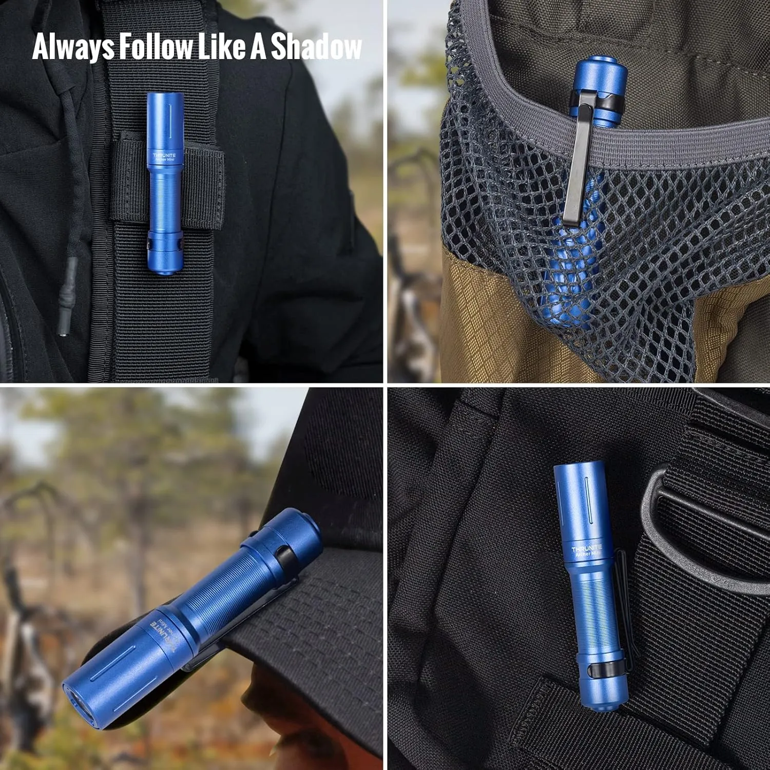 ThruNite EDC Flashlight Archer Mini, 405 Lumens Tail Switch LED Flashlight, USB C Rechargeable Little Pocket Penlight for Camping, Outdoor, and Emergency - Blue Cool White
