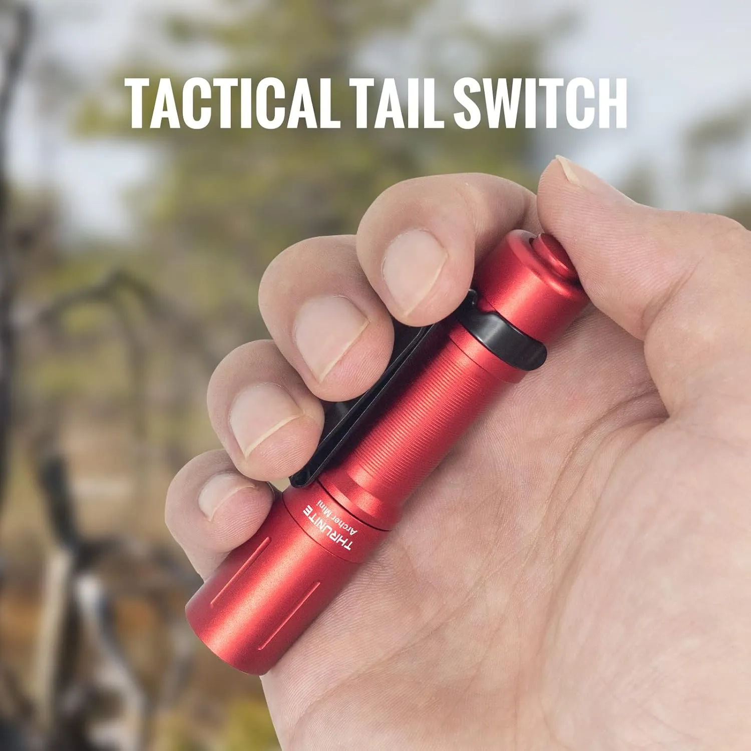 ThruNite EDC Flashlight Archer Mini, 405 Lumens Tail Switch LED Flashlight, USB C Rechargeable Little Pocket Penlight for Camping, Outdoor, and Emergency - Red Cool White