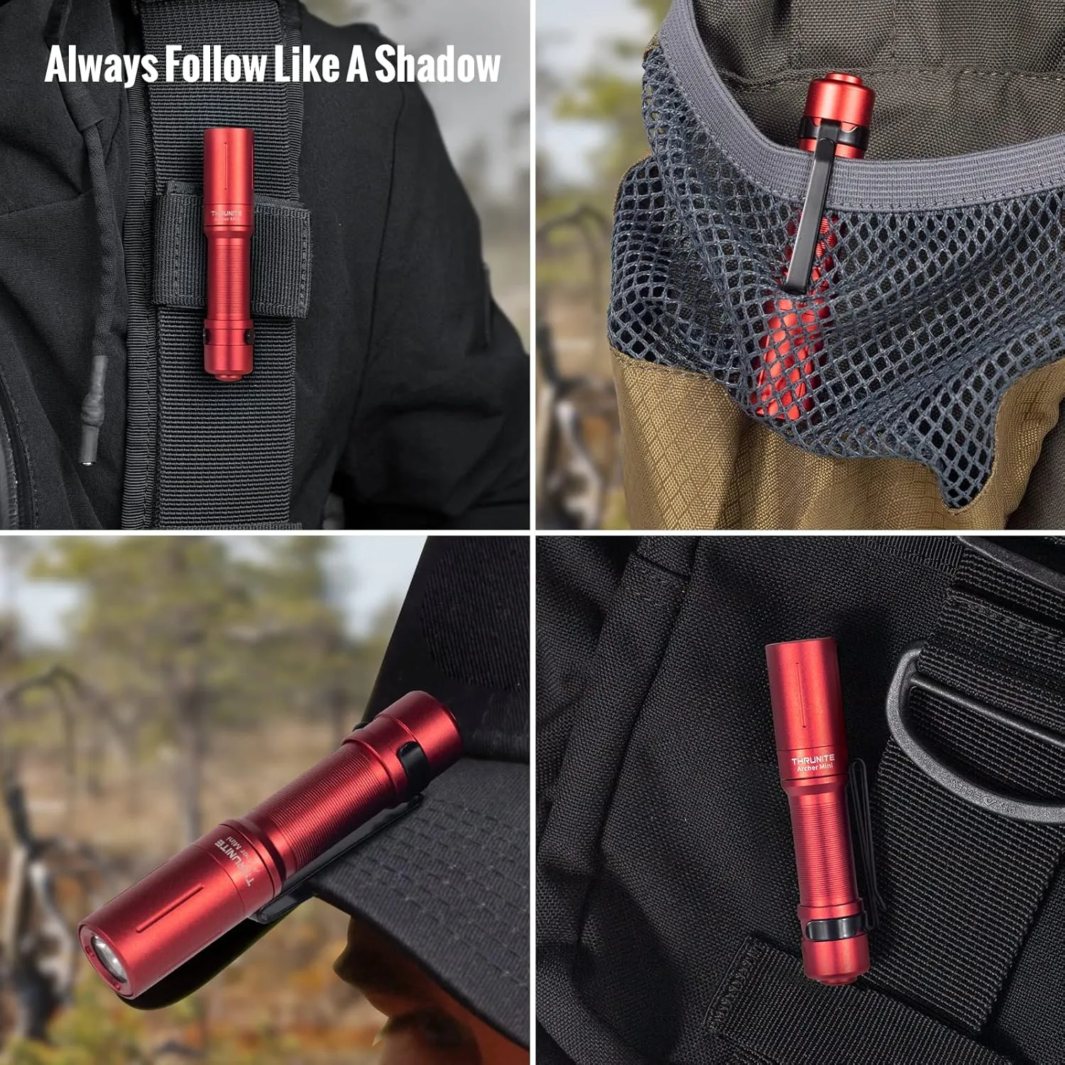 ThruNite EDC Flashlight Archer Mini, 405 Lumens Tail Switch LED Flashlight, USB C Rechargeable Little Pocket Penlight for Camping, Outdoor, and Emergency - Red Cool White