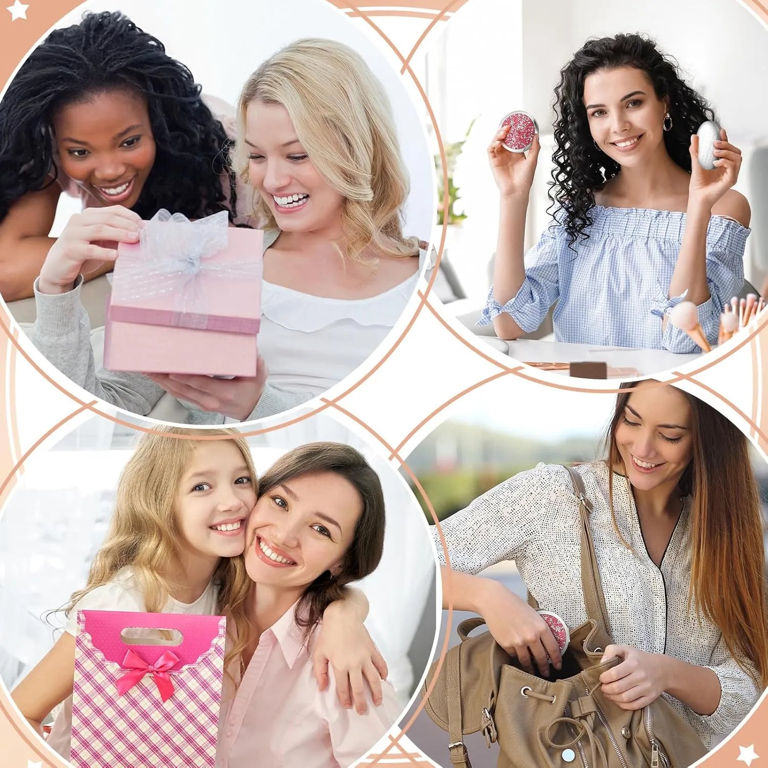 Thyle 12 Pcs Christian Compact Mirror Gifts for Women Bible Verse Bulk Hand Makeup Compact Purse Mirror Inspirational Religious Baptism Gift for Women Nurse CNA Week(Pink)