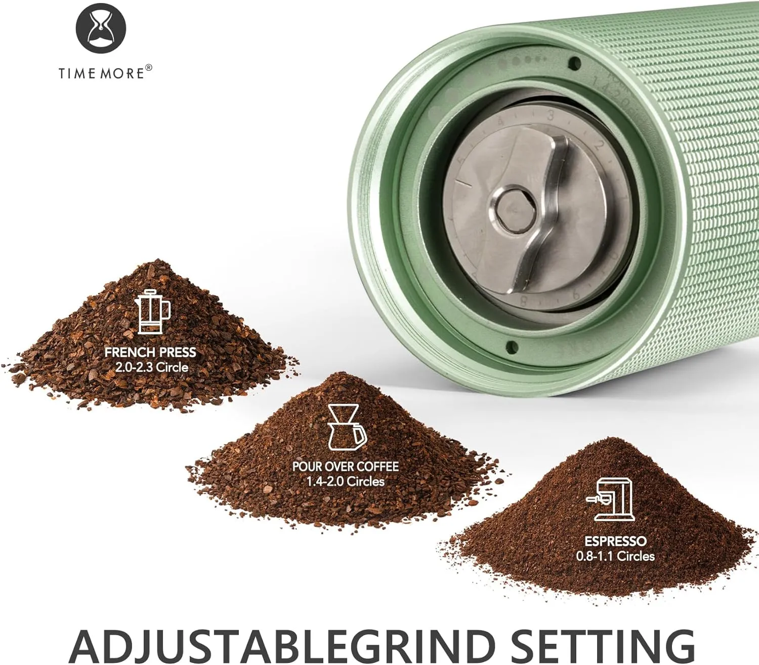 TIMEMORE Manual Coffee Hand Grinder Chestnut C3 ESP Green Capacity 25g with CNC Stainless Steel Conical Burr, Internal Adjustable Setting, Double Bearing Positioning for Travel, Camping