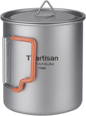 Titanium Cup Camping Pot Portable Ultralight Coffee Mug 450ML/750ML Water with Foldable Handles and Lid For Outdoor Camping Hiking Backpacking (750ML)