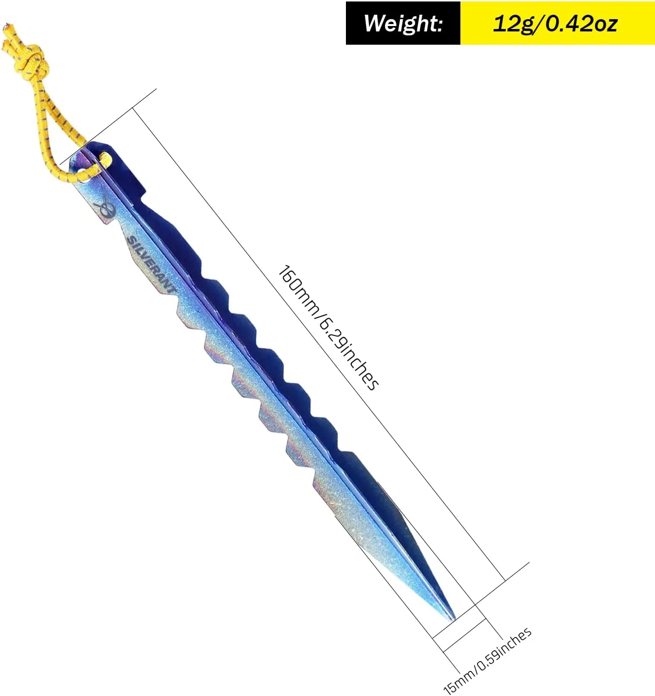 Titanium Tent Stakes, Heavy Duty Tent Spikes Ultralight Tent Pegs with Hook Canopy Stakes for Camping, Backpacking, Gardening-Medium Size-6Pcs