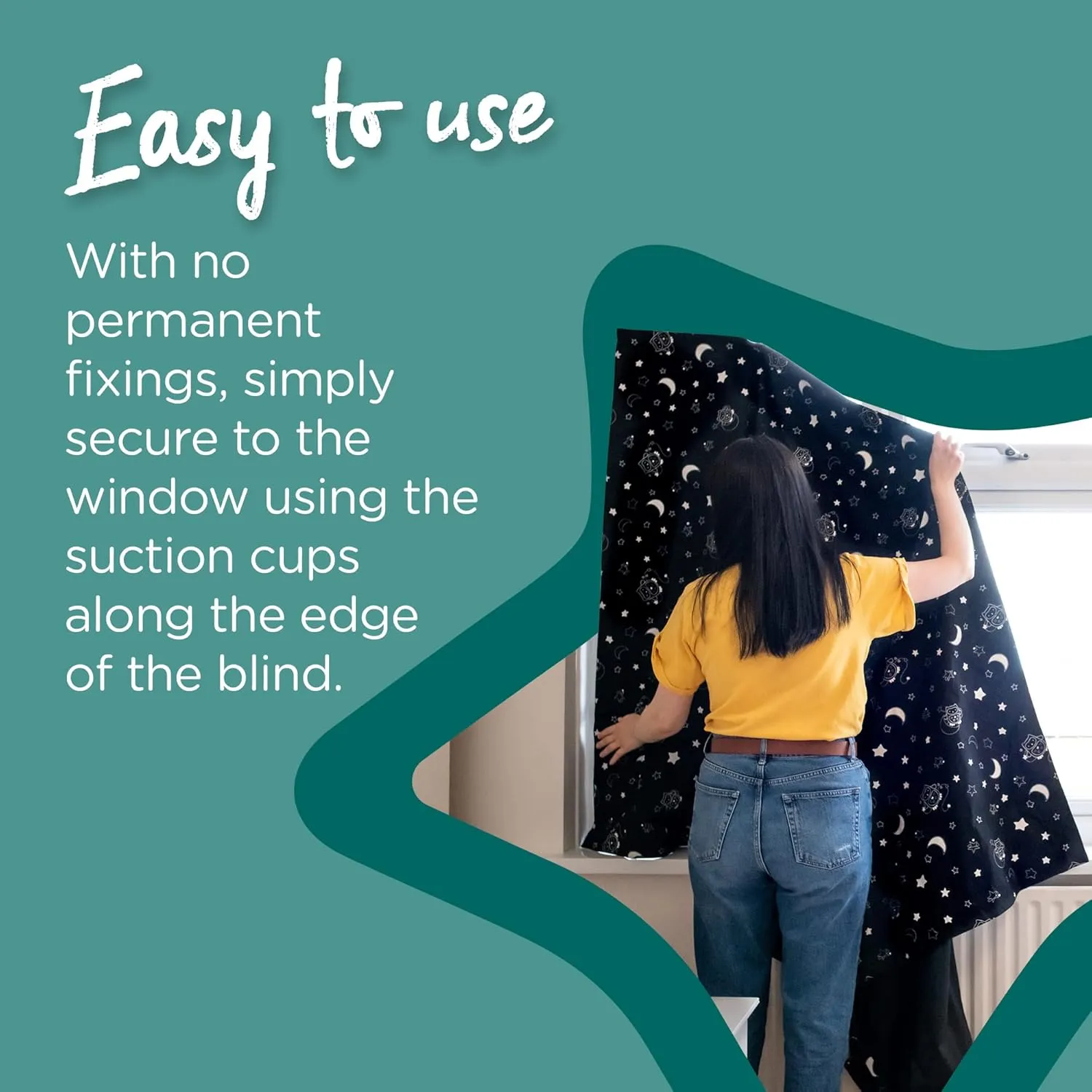 Tommee Tippee Sleeptime Portable Baby Blackout Blind, Large, 51 x 78 Inches Travel Window Blinds, Strong Suction, Foldable, Lightweight Naptime Blind, Nighttime Animations