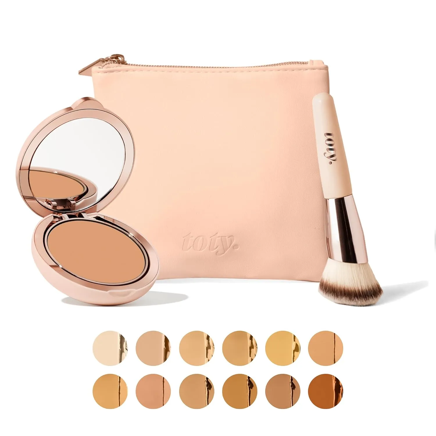 Toty by Sofia Vergara - Ilumina CC Creamy Compact SPF 50  Rosita Bag Vegan Soft Leather Makeup Bag   Ilumina Brush - CC cream foundation with spf 50 - MAKEUP - 2C Bundle