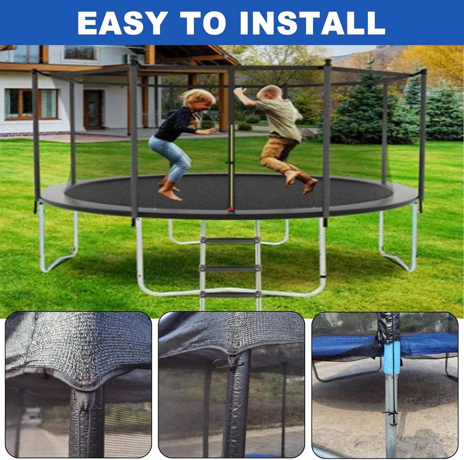 Trampoline Cover, 6ft 8ft 10ft 12ft 14ft Trampoline Shade Cover, Easy to Install Outdoor Sun Protection Block Leaves Only Trampoline Top Cover(14FT-6)