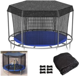 Trampoline Cover, 6ft 8ft 10ft 12ft 14ft Trampoline Shade Cover, Easy to Install Outdoor Sun Protection Block Leaves Only Trampoline Top Cover(14FT-6)