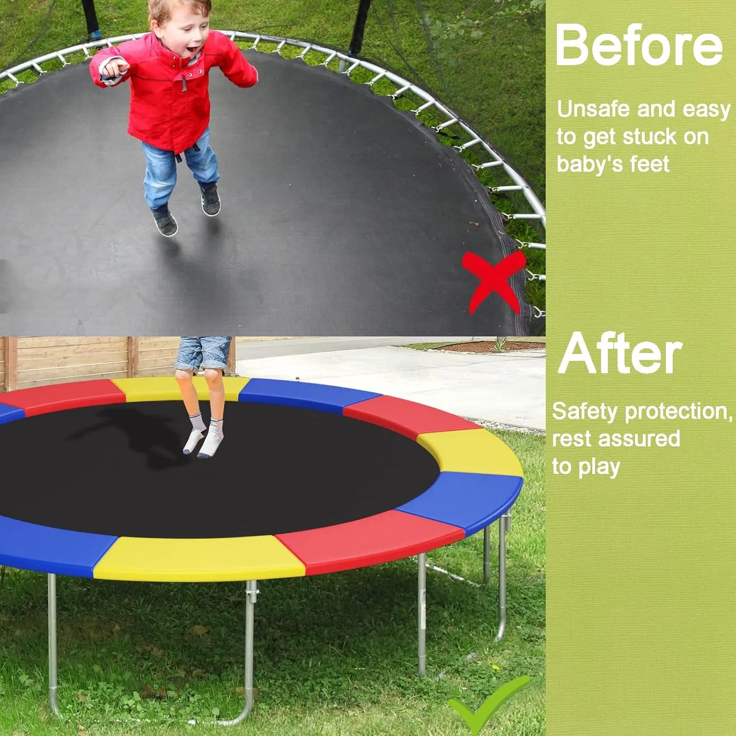 Trampoline Pad Spring Cover, 8/10/12/14/15/16FT Trampoline Replacement Safety Pad, Tear-Resistant Edge Cover Springs Protection Pad