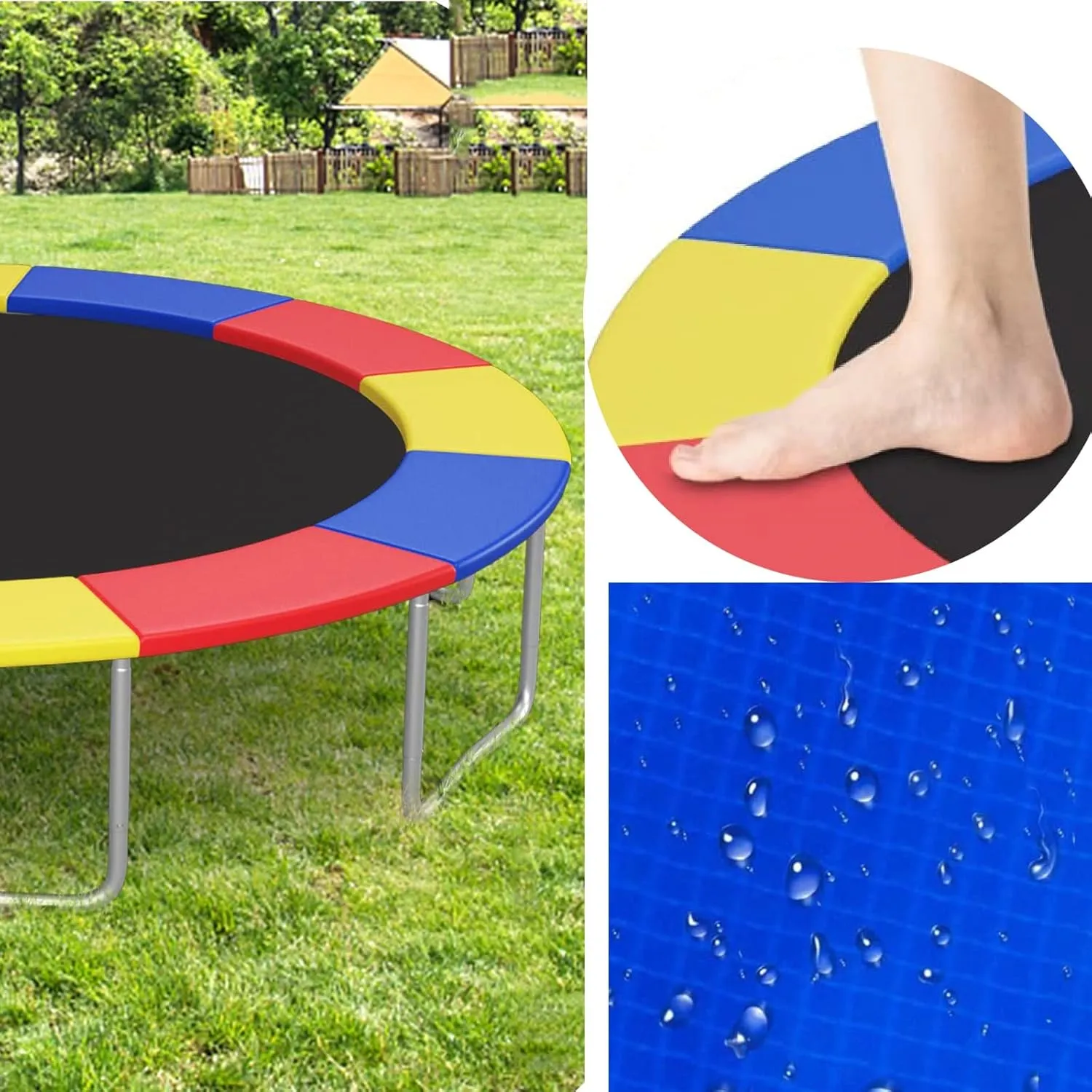 Trampoline Pad Spring Cover, 8/10/12/14/15/16FT Trampoline Replacement Safety Pad, Tear-Resistant Edge Cover Springs Protection Pad
