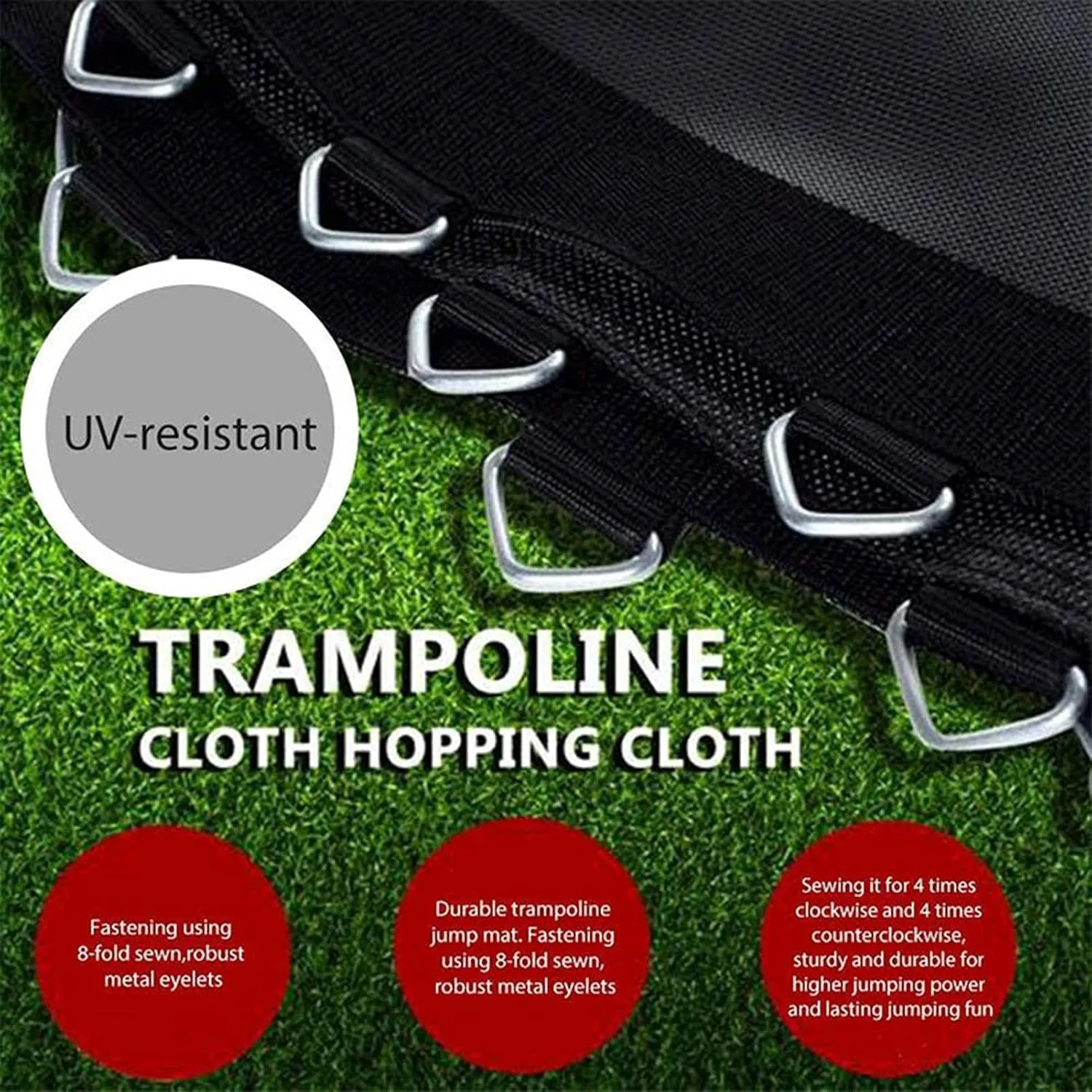 Trampoline Replacement Cover, Trampoline Replacement Jumping Mat, Children's Bounce Bed Accessories PP Mesh Water Resistant and UV Resistant for Round Trampolines