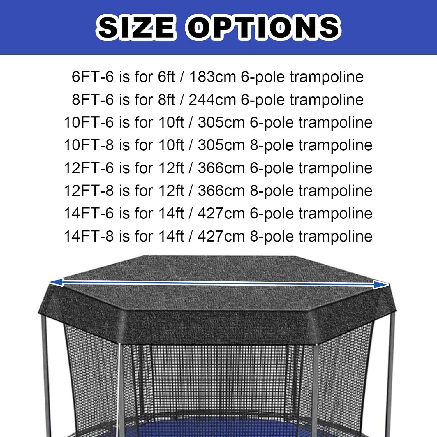 Trampoline Shade Cover, 6ft 8ft 10ft 12ft 14ft Trampoline Cover, Sun Protection Trampoline Tent, Easy to Install Trampoline Top Cover for Outdoor Backyard(10ft-8)