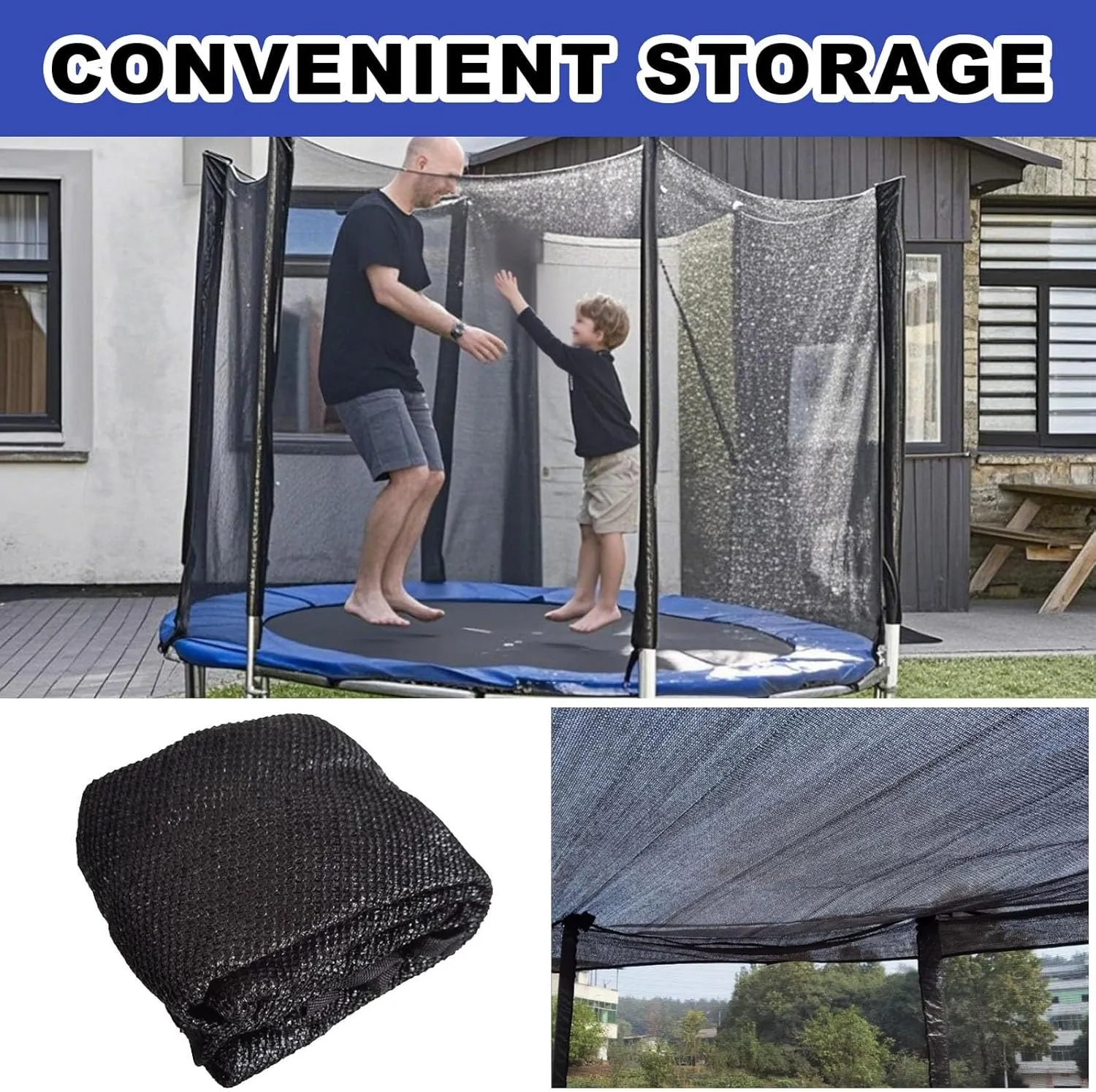 Trampoline Shade Cover, 6ft 8ft 10ft 12ft 14ft Trampoline Cover, Sun Protection Trampoline Tent, Easy to Install Trampoline Top Cover for Outdoor Backyard(10ft-8)